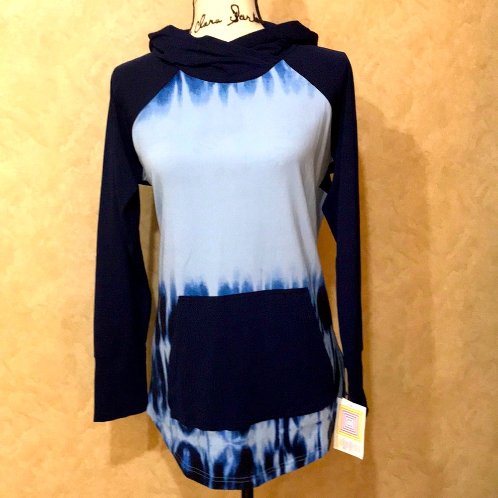 blue oil slick pattern marshmallow material hoodie |  LuLaRoe Amber